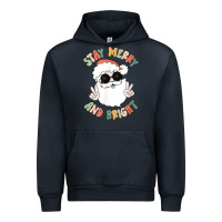 Navy funny groovy stay merry and bright christmas santa claus t shirt Urban Hoodie - ArtMosaic
