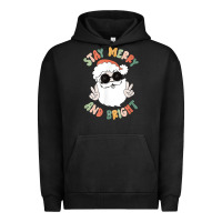 Pigment Black funny groovy stay merry and bright christmas santa claus t shirt Urban Hoodie - ArtMosaic