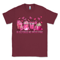Burgundy In October We Wear Pink with Breast Cancer Coffee Classic Tee - texasbilliewilder