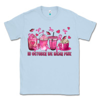 Dusty Blue In October We Wear Pink with Breast Cancer Coffee Classic Tee - texasbilliewilder