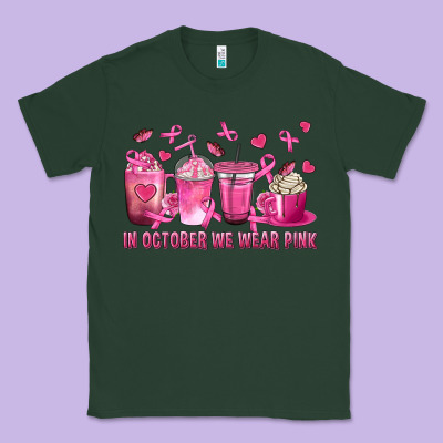 In October We Wear Pink With Breast Cancer Coffee Classic Tee Designed By Texasbilliewilder