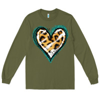 Army Green Glitter Leopard Heart Long Sleeve Tee - Jasminsmagicworld