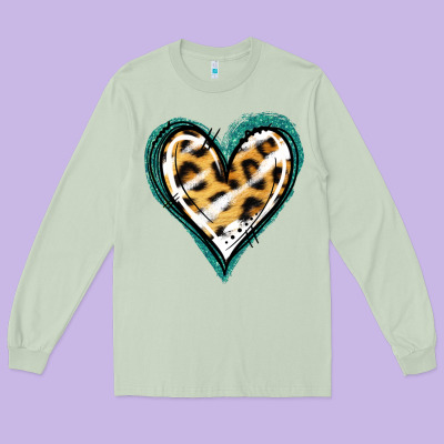Glitter Leopard Heart Long Sleeve Tee Designed By Jasminsmagicworld