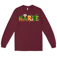 Burgundy St. Patrick's Day Nurse with gnome Long Sleeve Tee - HowdyJamesFarm