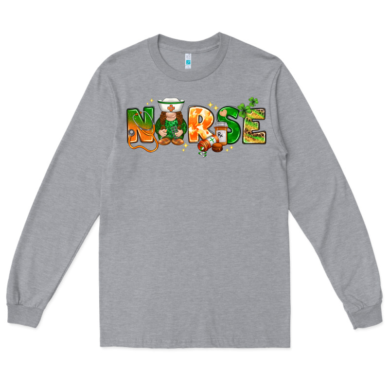 St. Patrick's Day Nurse With Gnome Long Sleeve Tee by HowdyJamesFarm | Teevron