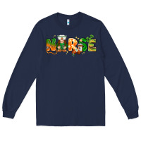Navy St. Patrick's Day Nurse with gnome Long Sleeve Tee - HowdyJamesFarm