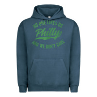 Pigment Midnight Navy philly no one likes us and we don't care green text tank top Urban Hoodie - ArtMosaic