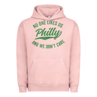 Pigment Salmon philly no one likes us and we don't care green text tank top Urban Hoodie - ArtMosaic