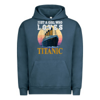 Pigment Midnight Navy ship just a girl who loves titanic boat titanic girls woman t shirt Urban Hoodie - ArtMosaic