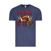 Vintage Denim Football vibes red and blue Vintage Tee - HowdyJamesFarm