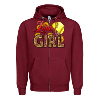 Burgundy Love My Girl Softball Zipper Hoodie - LillyAllenDesigns