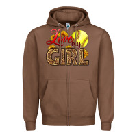 Chestnut Love My Girl Softball Zipper Hoodie - LillyAllenDesigns
