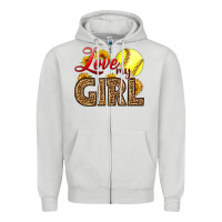 Dove Grey Love My Girl Softball Zipper Hoodie - LillyAllenDesigns