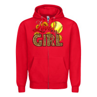 Red Love My Girl Softball Zipper Hoodie - LillyAllenDesigns