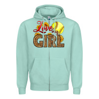 Seafoam Love My Girl Softball Zipper Hoodie - LillyAllenDesigns