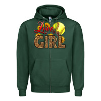 Sports Green Love My Girl Softball Zipper Hoodie - LillyAllenDesigns