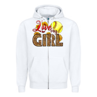 Love My Girl Softball Zipper Hoodie | Teevron