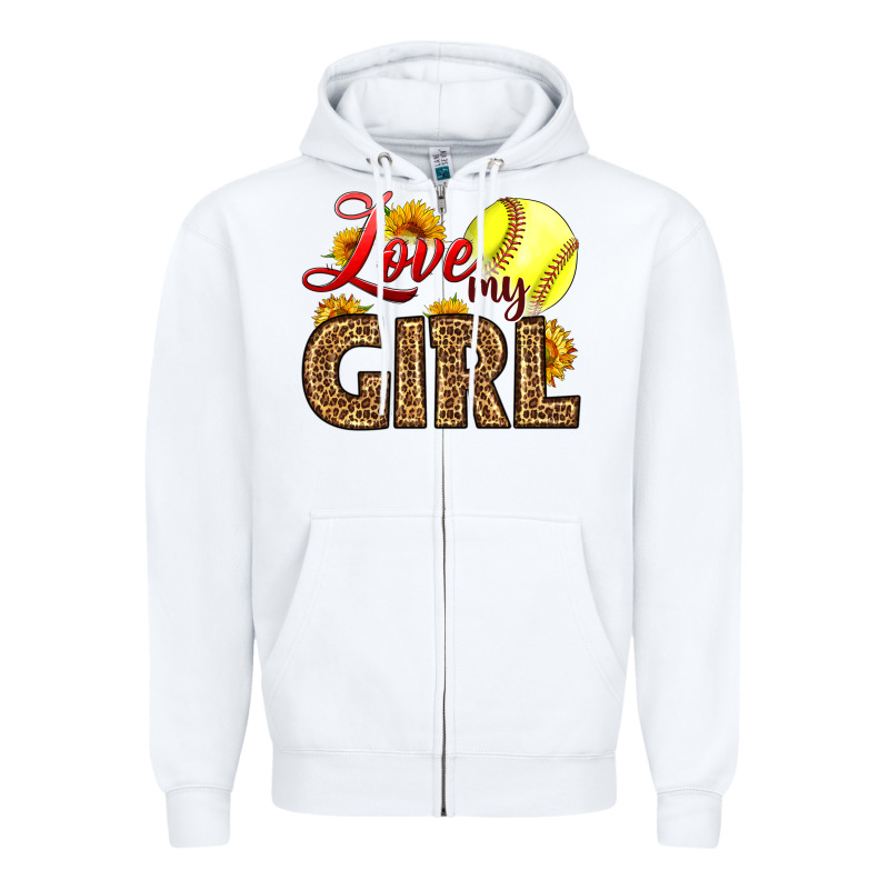 Love My Girl Softball Zipper Hoodie by LillyAllenDesigns | Teevron