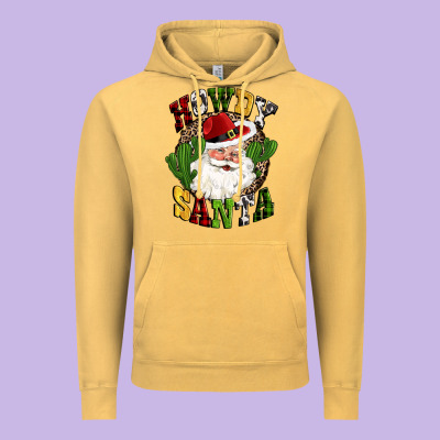 Howdy Santa Western Cactus Christmas Vintage Hoodie Designed By Cowgirlartshop