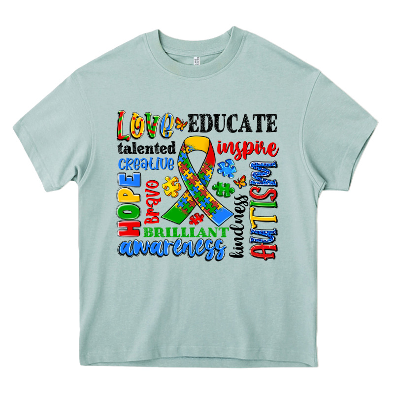 Autism Awareness Typography Heavy Core Tee by Artiststas | Teevron