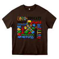 Chocolate Brown autism awareness typography Heavy Core Tee - Artiststas