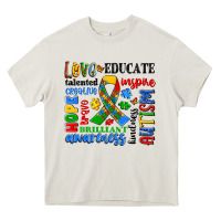 Cream autism awareness typography Heavy Core Tee - Artiststas