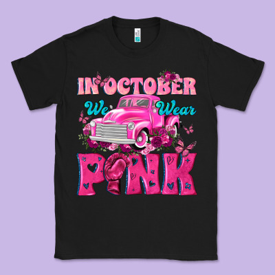 In October We Wear Pink Truck Classic Tee Designed By Texasbilliewilder