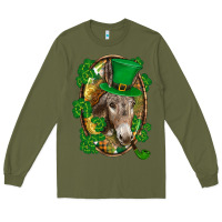 Army Green St. Patrick's day Donkey Long Sleeve Tee - CowGirlArtShop
