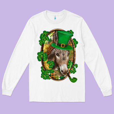 St. Patrick's Day Donkey Long Sleeve Tee Designed By Cowgirlartshop