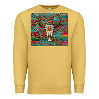 Antique Gold western serape leopard bull skull turquoise Premium Sweatshirt - Artiststas