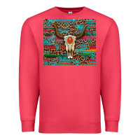 Cardinal western serape leopard bull skull turquoise Premium Sweatshirt - Artiststas