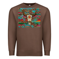 Chestnut western serape leopard bull skull turquoise Premium Sweatshirt - Artiststas