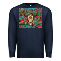 Navy western serape leopard bull skull turquoise Premium Sweatshirt - Artiststas