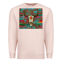 Pale Pink western serape leopard bull skull turquoise Premium Sweatshirt - Artiststas