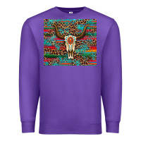 Purple western serape leopard bull skull turquoise Premium Sweatshirt - Artiststas