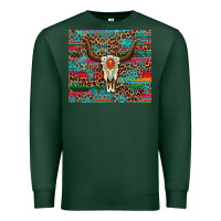 Sports Green western serape leopard bull skull turquoise Premium Sweatshirt - Artiststas