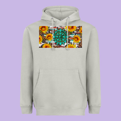 Gemtone And Sunflowers License Plate Heavyweight Hoodie Designed By Artiststas