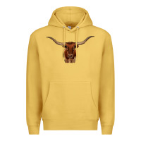 Antique Gold texas longhorn illustration Premium Hoodie - CowhideDigitalArt