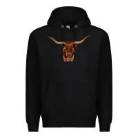 Black texas longhorn illustration Premium Hoodie - CowhideDigitalArt