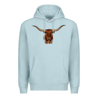 Blue Mist texas longhorn illustration Premium Hoodie - CowhideDigitalArt