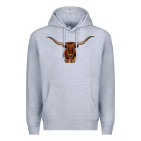 Heather Grey texas longhorn illustration Premium Hoodie - CowhideDigitalArt