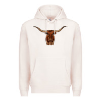 Pale Pink texas longhorn illustration Premium Hoodie - CowhideDigitalArt