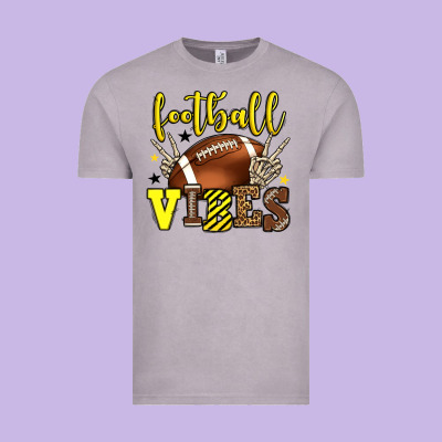 Football Vibes Yellow And Black Team Color Vintage Tee Designed By Howdyjamesfarm