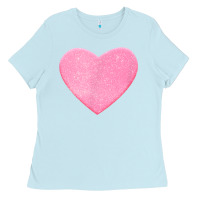Baby Blue Valentines Pink Heart Ladies Tee - FloraArt