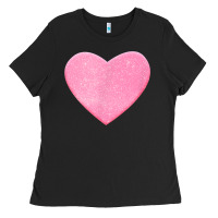 Black Valentines Pink Heart Ladies Tee - FloraArt