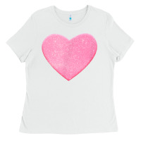 White Valentines Pink Heart Ladies Tee - FloraArt