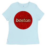 Baby Blue boston   simple red circle vintage Ladies Tee - FloraArt