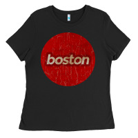 Black boston   simple red circle vintage Ladies Tee - FloraArt