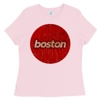 Bubblegum Pink boston   simple red circle vintage Ladies Tee - FloraArt