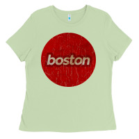 Matcha boston   simple red circle vintage Ladies Tee - FloraArt